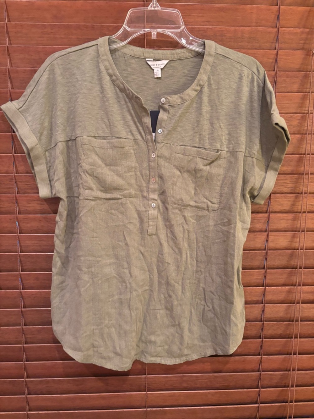Lucky Brand Olive Short-Sleeve Button Placket Shirt